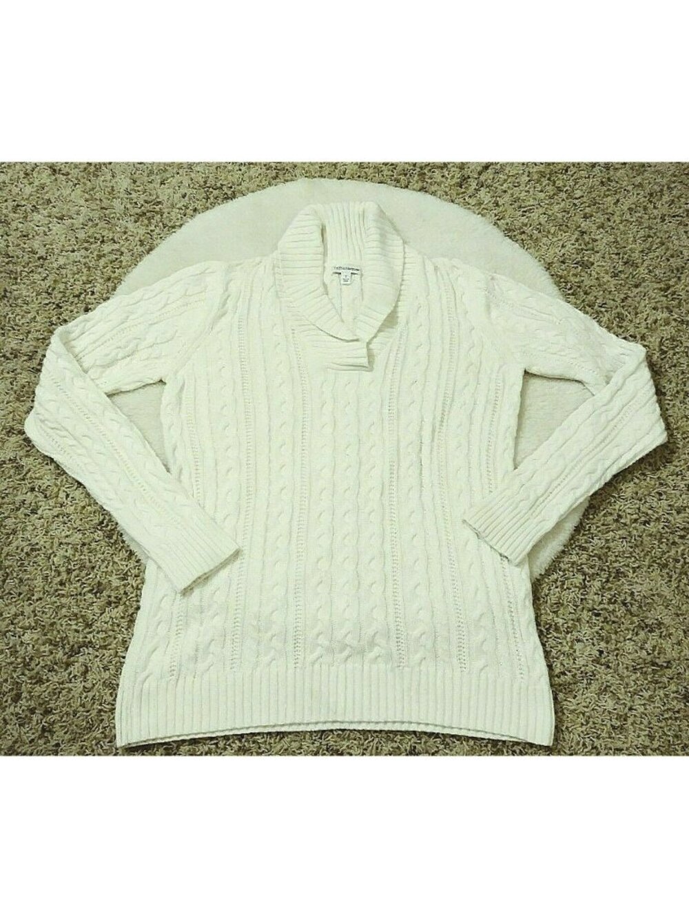 Croft & Barrow Womens White Knit Long Sleeve Sweater Comfy Cute Small S